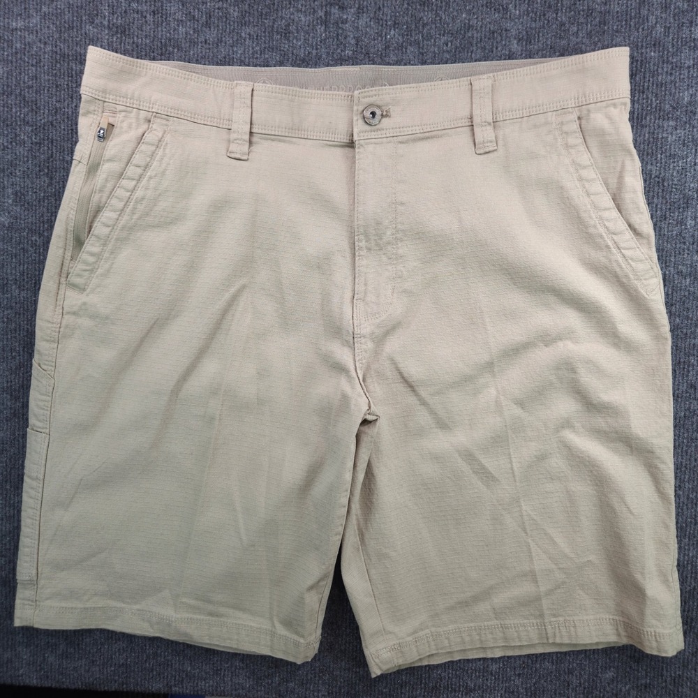 Weatherproof Mens 36 Khaki Cotton Blend Ripstop Cargo Shorts Stretch Utility Tan